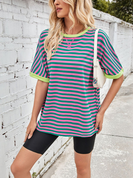 Striped Round Neck Half Sleeve T-Shirt