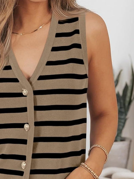 Striped V-Neck Knit