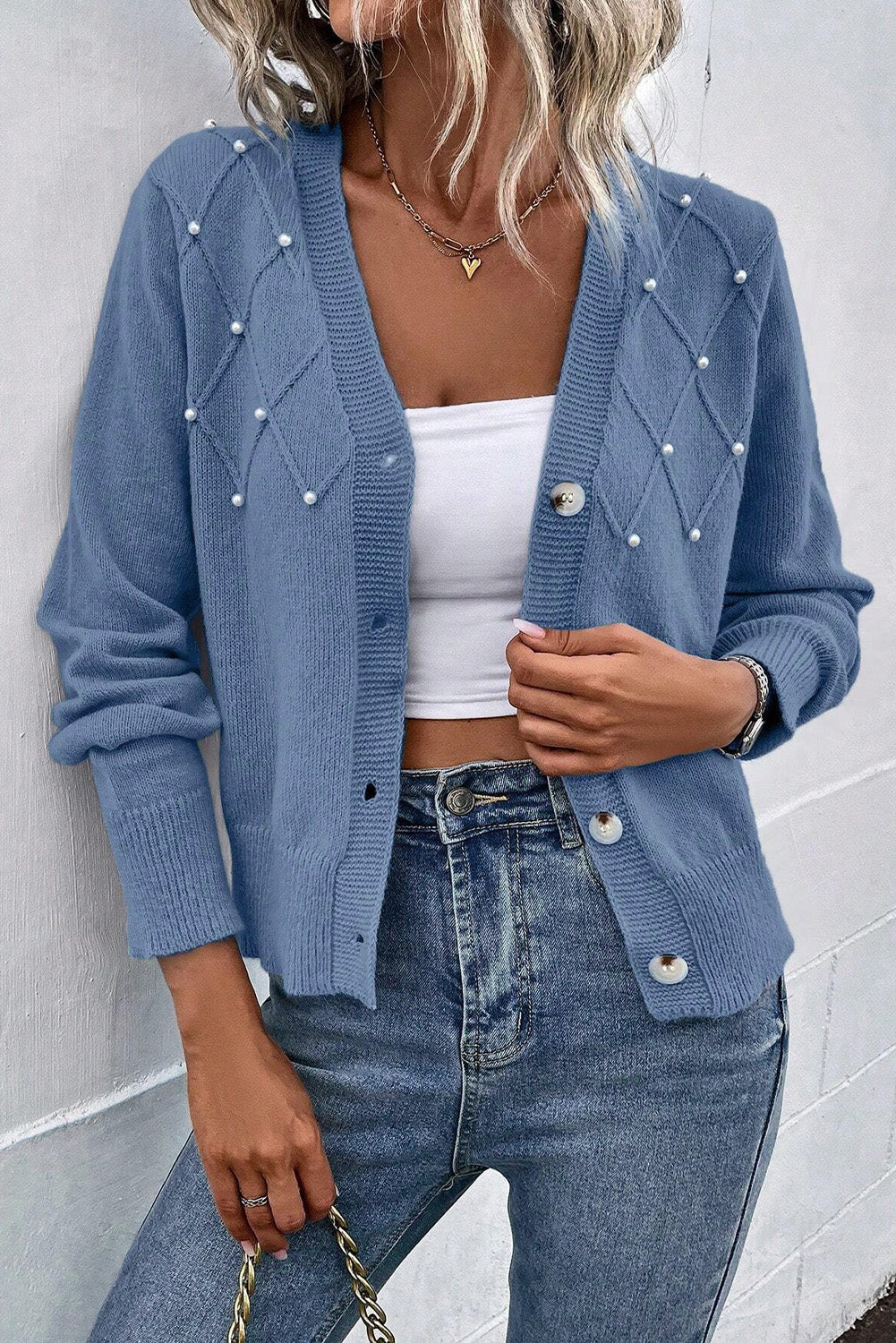 Trim Button Up Cardigan