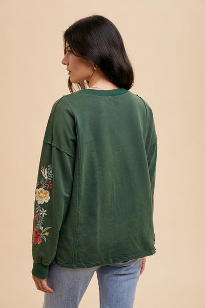Annie Wear Embroidered Long Sleeve French Terry
