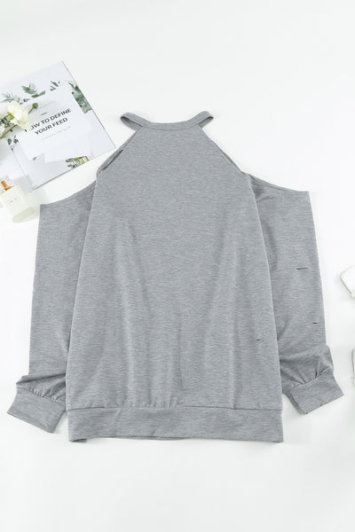 Cold Shoulder Long Sleeve Sweatshirt