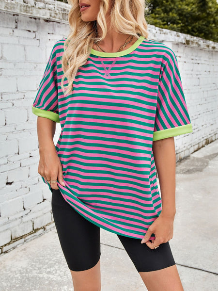 Striped Round Neck Half Sleeve T-Shirt