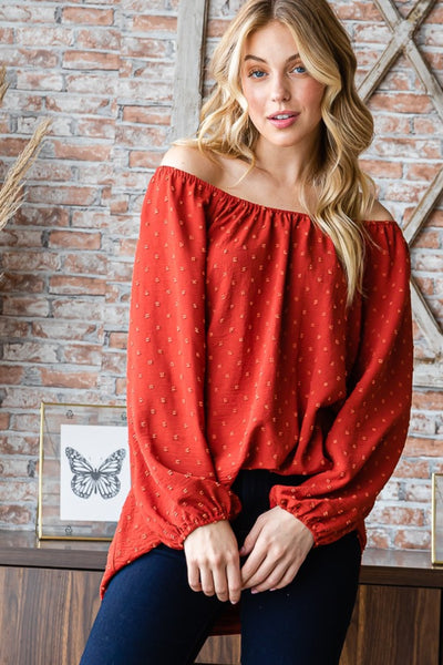 Swiss Dot Off Shoulder Top