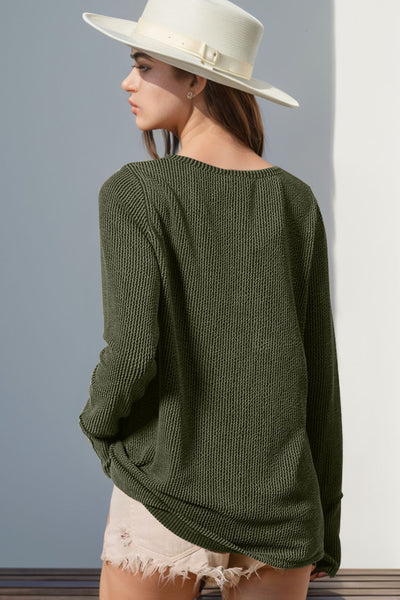 Notched Thumbhole Long Sleeve T-Shirt