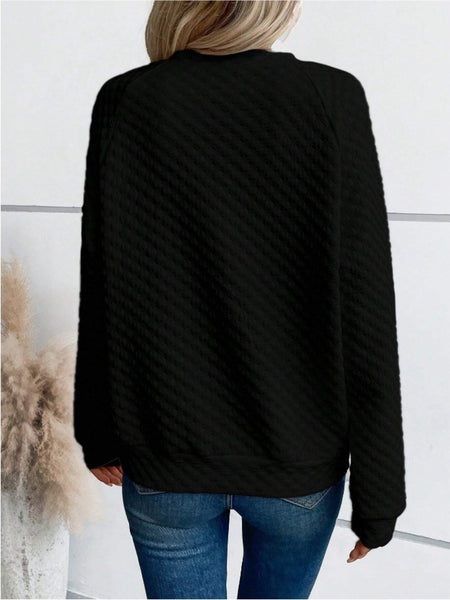 Notched Long Sleeve Sweatshirt