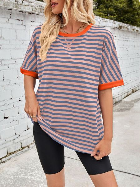 Striped Round Neck Half Sleeve T-Shirt