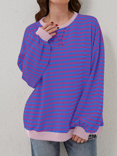 Contrast Striped Long Sleeve Sweatshirt