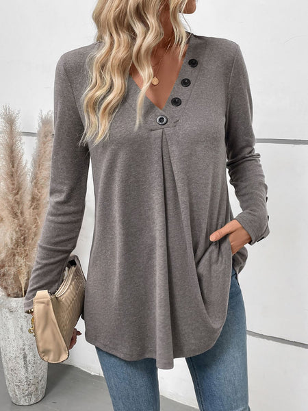 V-Neck Long Sleeve T-Shirt