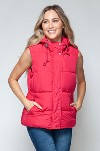 Snap and Zip Closure Hooded Vest