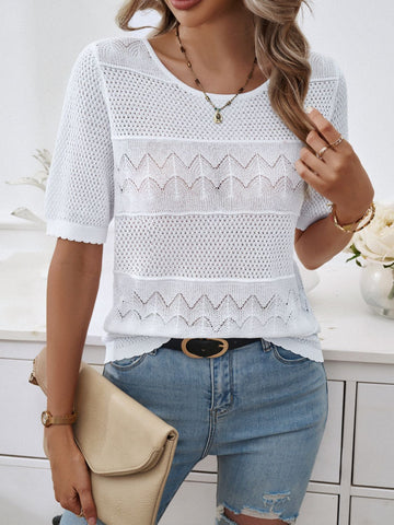 Round Neck Half Sleeve Knit Top