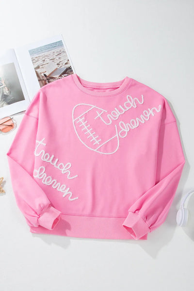 Football & Letter Round Neck Long Sleeve Sweatshirt