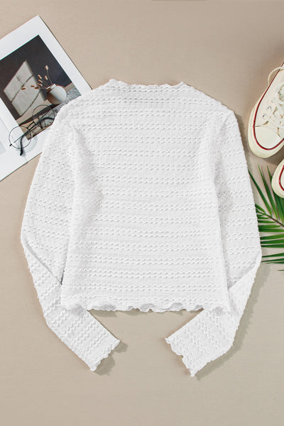 Textured Round Neck Long Sleeve Top