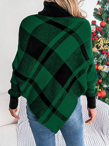 Plaid Turtleneck Sleeve Sweater