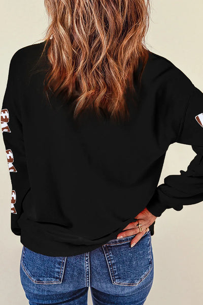 Letter Graphic Bow Long Sleeve Sweatshirt