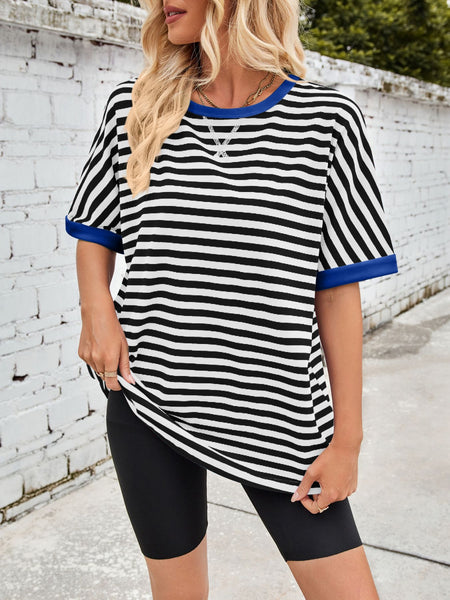 Striped Round Neck Half Sleeve T-Shirt