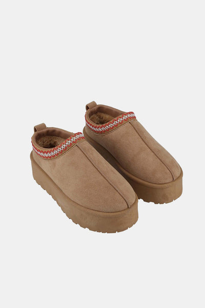 Platform Embroidered Trim Slip-On