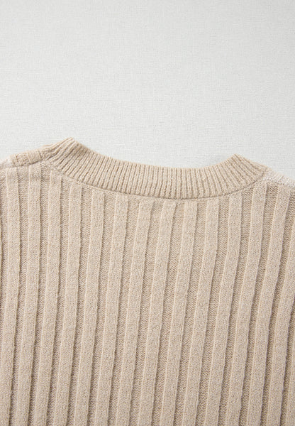 Cable-Knit Color Block Round Neck Sweater