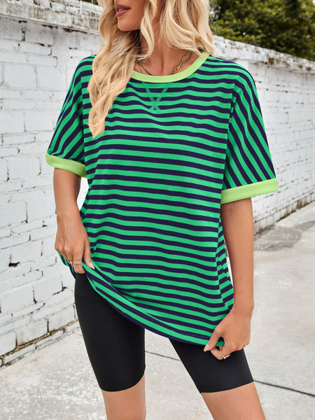 Striped Round Neck Half Sleeve T-Shirt