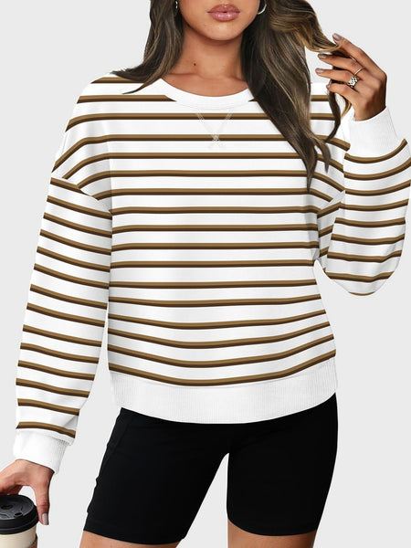 Striped Round Neck Long Sleeve Sweatshirt