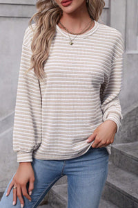 Striped Round Neck Long Sleeve Top