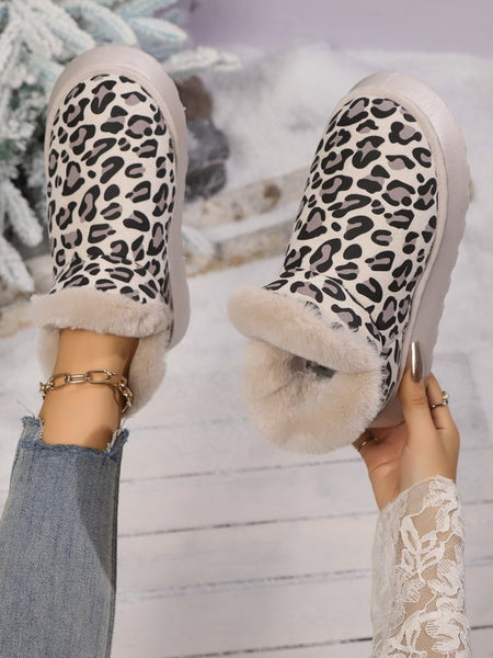 Thermal Leopard Round Toe Platform Boots