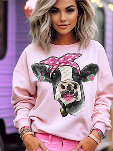 *Preorder* Pink Cow (Light Pink Sweatshirt)