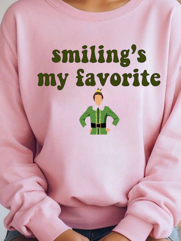 *Preorder* Christmas Smiling's My Favorite (Light Pink Sweatshirt)
