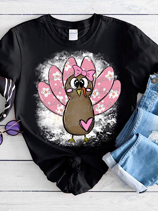 Bleached Pink Flower Turkey (Heather Black)