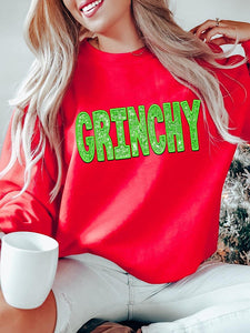 Green One Grinchy Glitter (Red Sweatshirt)
