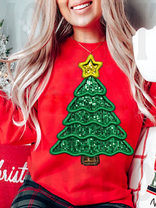 Glitter Christmas Tree (Red Sweatshirt)