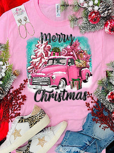 *Preorder* Pink Merry Christmas Truck (Light Pink)