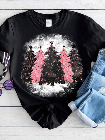 Bleached Pink Christmas Trees (Heather Black)