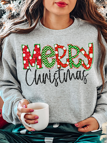 *Preorder* Merry Christmas Doodle (Athletic Grey Sweatshirt)