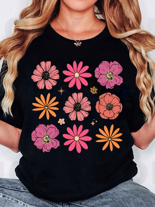 *Preorder* Pink Flowers (Black)