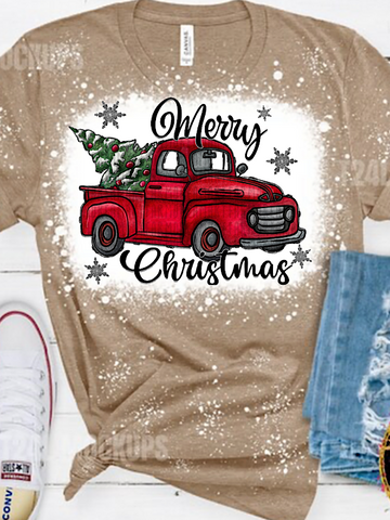 Bleached Merry Christmas Truck (Heather Tan)