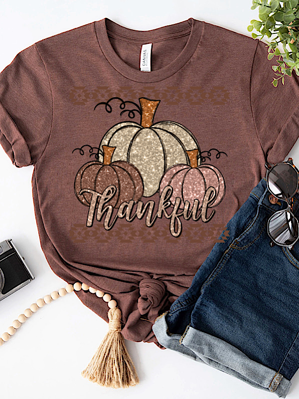 *Preorder* Glitter Thankful (Brown)