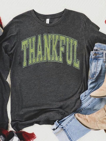 *Preorder* Thankful (Charcoal Long Sleeve)