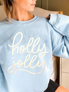 Holly Jolly (Light Blue Sweatshirt)