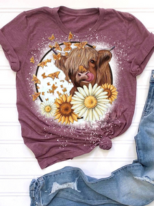 *Preorder* Bleached Sunflower Cow (Heather Maroon)