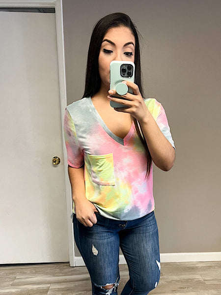 *New* Tie dye pocket top