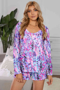 Round Neck Printed Top and Shorts Lounge Set