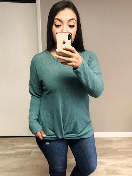 *New* Teal Side Knot Long Sleeve top
