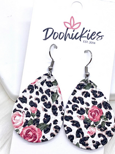 Roses and leopard earrings