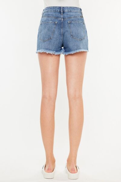 Kancan Raw Hem High Waist Denim Shorts