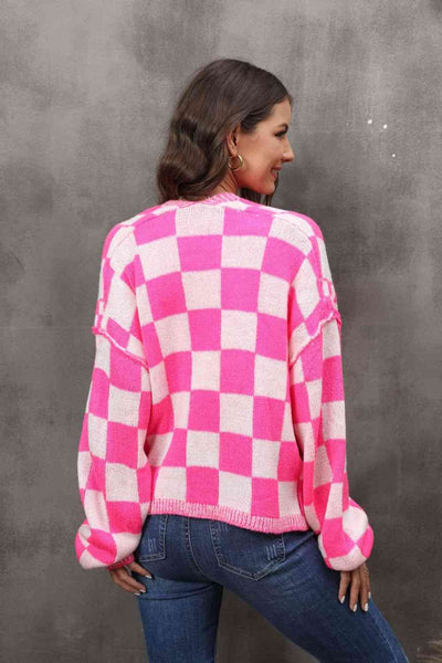 Pink Open Front Drop Shoulder Cardigan