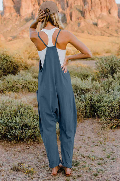 V-Neck Sleeveless Jumpsuit with Pockets