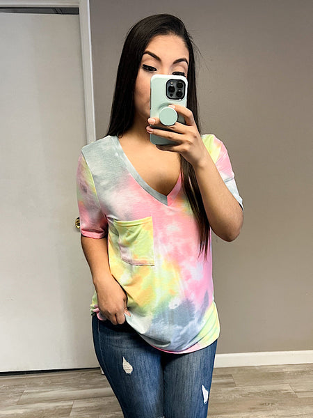 *New* Tie dye pocket top