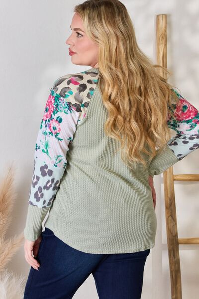 Full Size Printed Round Neck Blouse