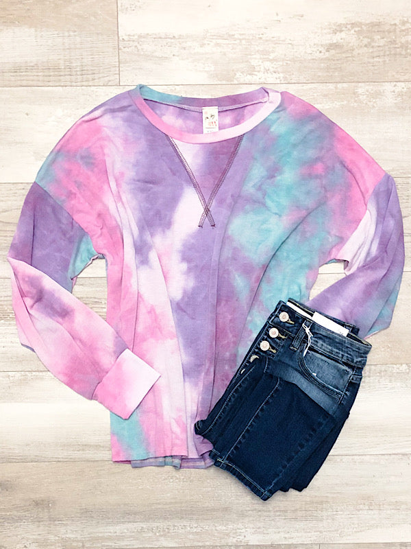 *New* Purple and Mint tie dye top