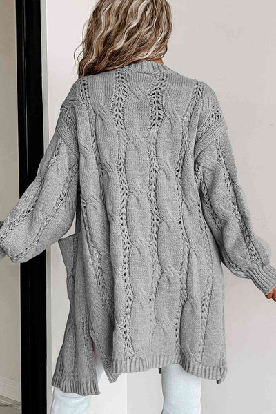 Cable-Knit Dropped Shoulder Cardigan